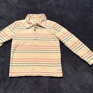 RuggedBear Cream Striped Long-Sleeve Polo for Kids